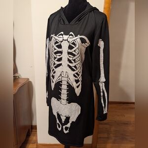Spirit glitter skeleton Halloween hooded tunic dress
